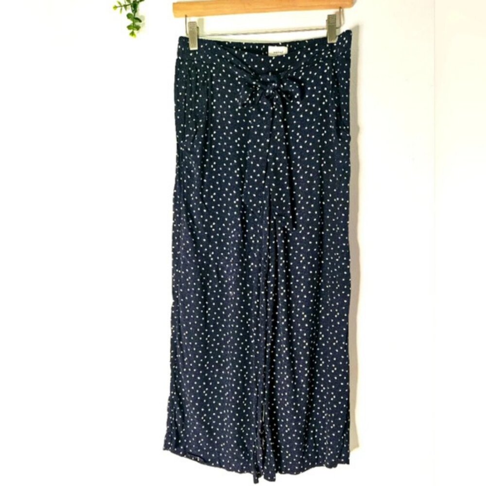 Aritzia Wilfred Polka Dot  Wide Leg front Tie Elastic Back Parallel Pants Sz M